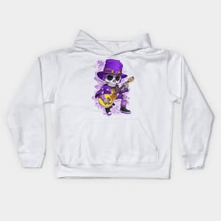 cool skeleton with guitar Kids Hoodie